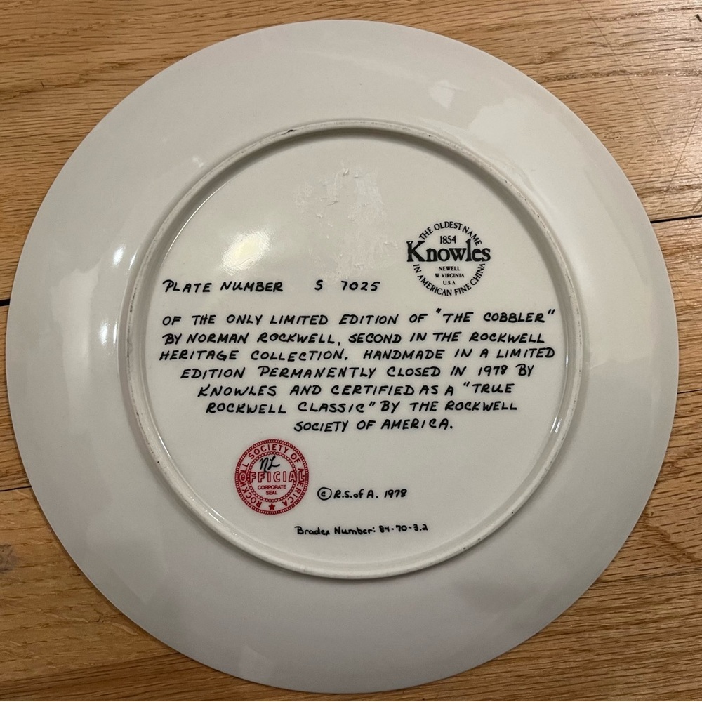 1978 Norman Rockwell Limited Edition Plate